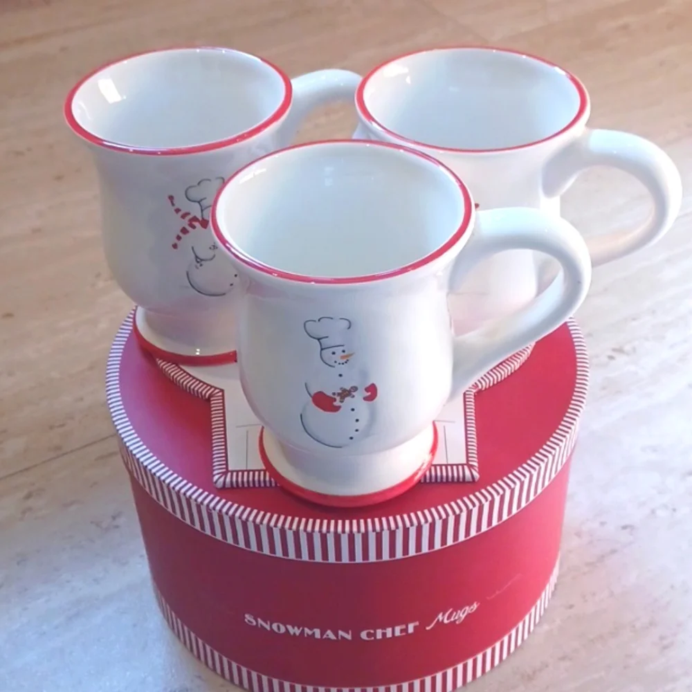 Williams-Sonoma Set of 3 Snowman Chef Mugs